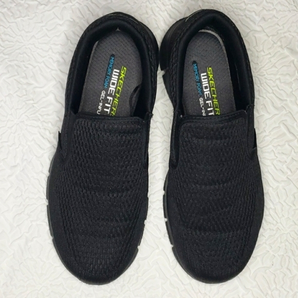 Skechers Mentt\'s Black Slip-On Equalizer Double Play Shoes, Size 7 WIDE FIT main image 4